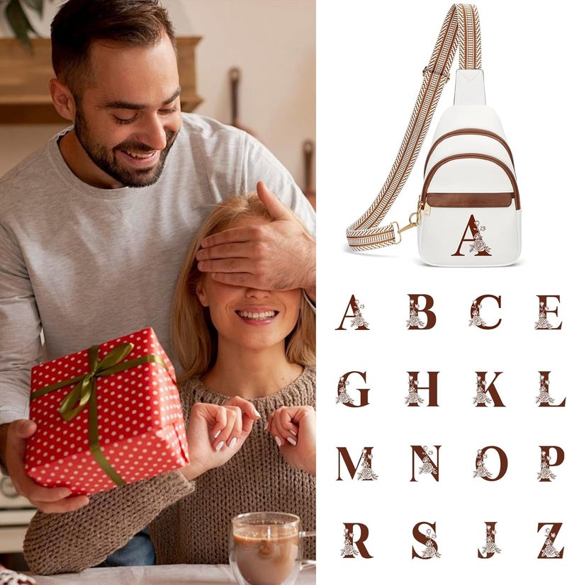 CLOUDWINGS Birthday Valentines Gifts for Women Mom Wife Crossbody Bags Sling Bag Fanny Packs with Initial Chest Bag | Initial - Image 2